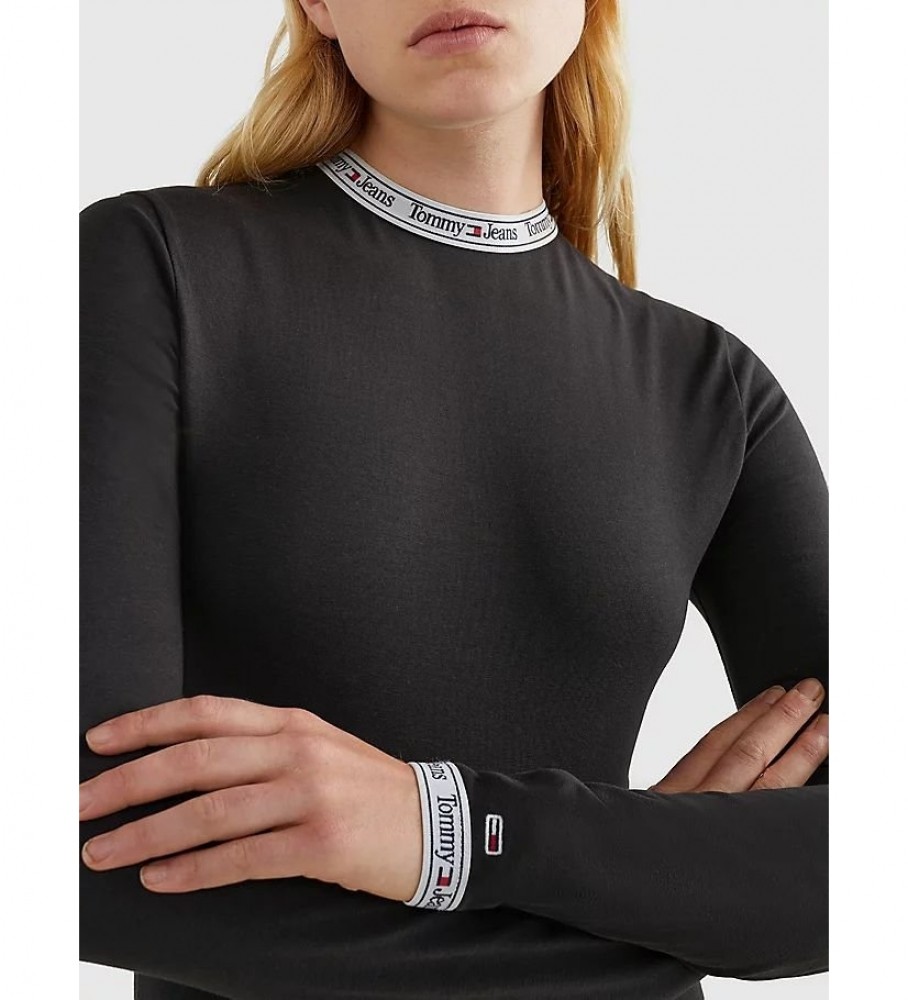 Vestido justo preto com logo da Tommy Jeans