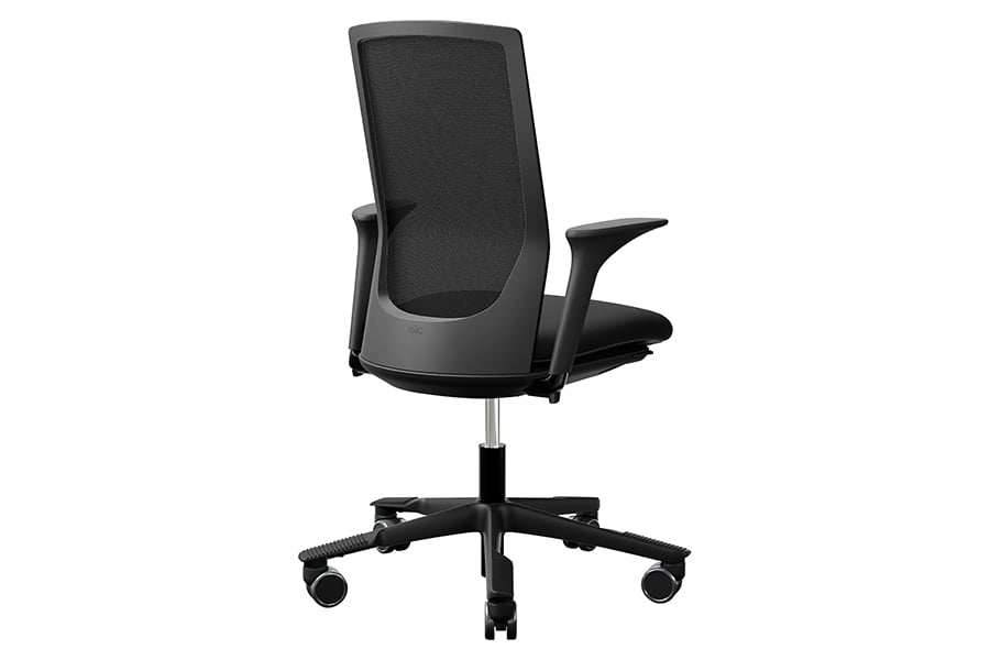 Futu mesh 1102-S kontorstol Futuknit meshtekstil Night med armlen og sort kryssfot i plast, standard høyde og myke trinser.