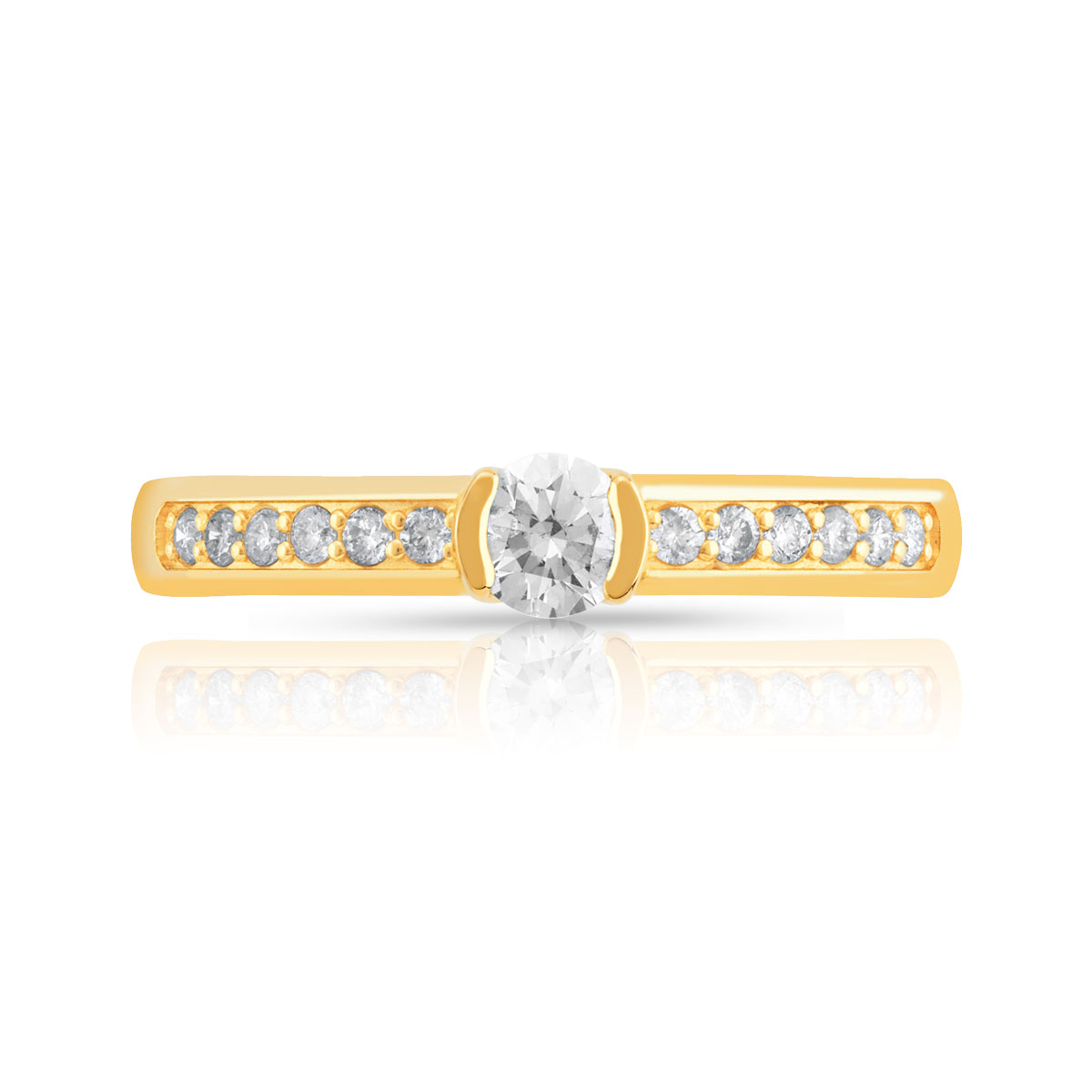 Bague solitaire or 750 jaune diamant 30/100e de carat