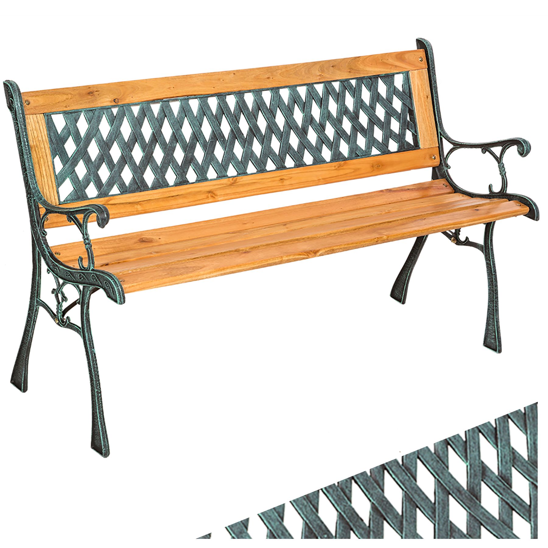 tectake® Gartenbank, 2-Sitzer, wetterfest, 128 x 51 x 73 cm