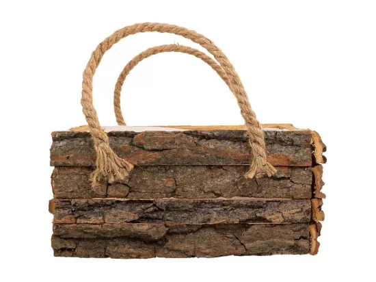Panier en bois avec poignées marron 20x20x10h