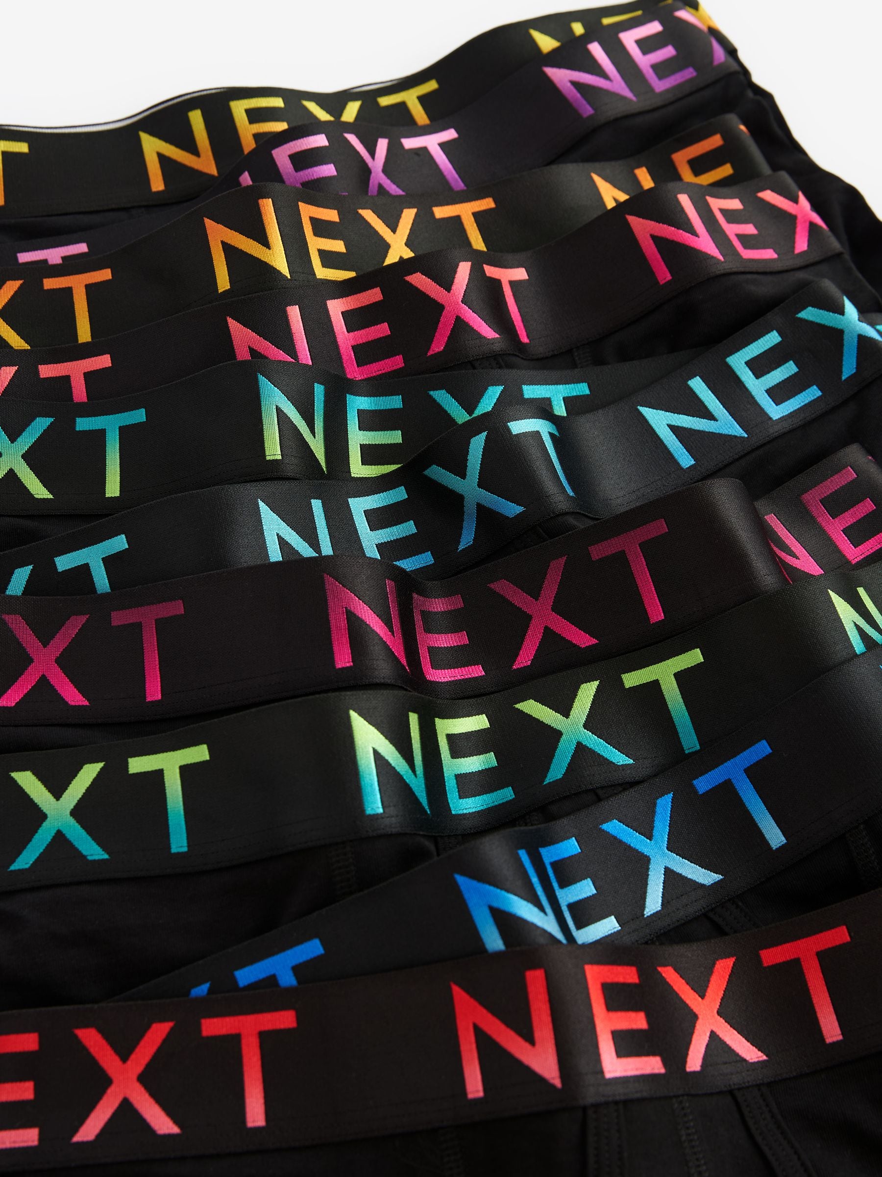 Zwart met felgekleurde ombré tailleband - Standaard - 10 Boxershorts zonder plooi