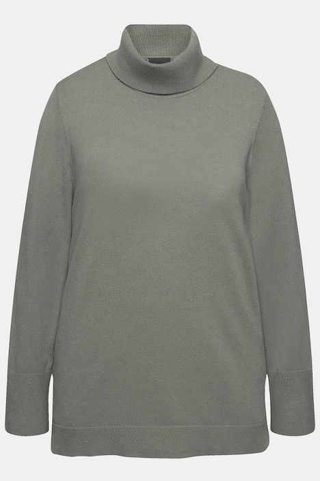 Rollkragenpullover, breite Rippbündchen, Langarm