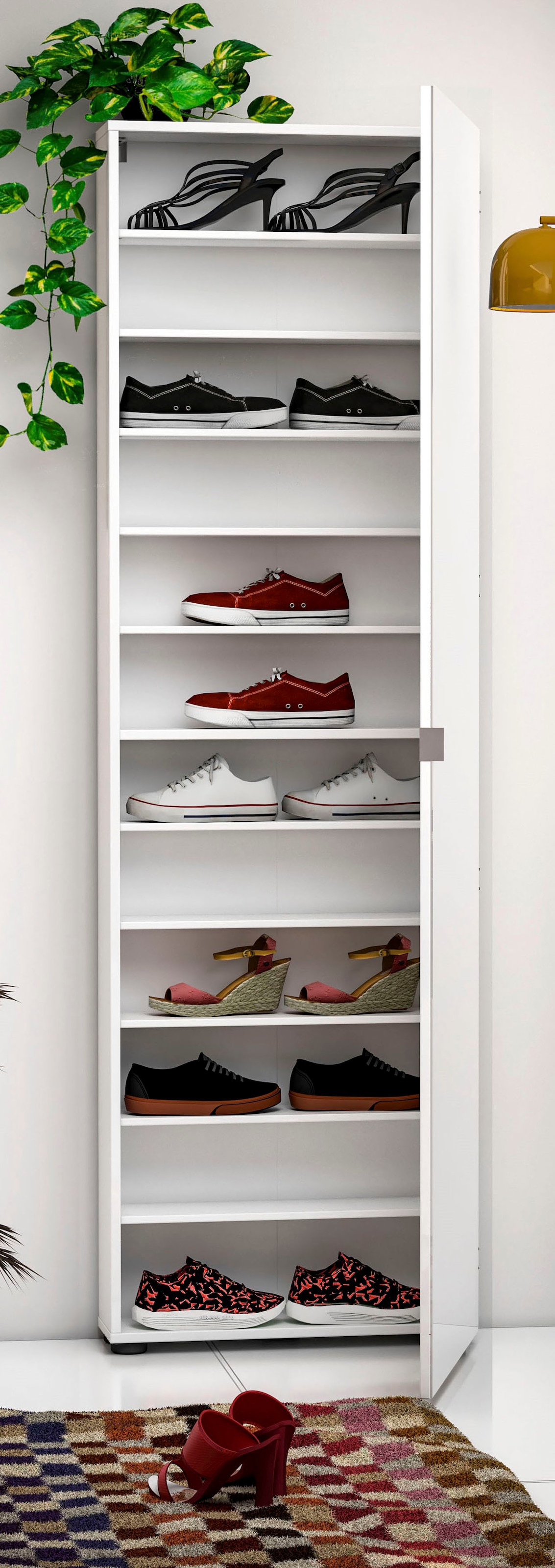 INOSIGN Schuhschrank »Tozzi, Schuhregal, Schuhkommode, hochglanz lackiert, nur 20 cm tief« mit 1 Spiegeltür und sanft schliessende Tür, Breite 60 cm,Höhe 200 cm