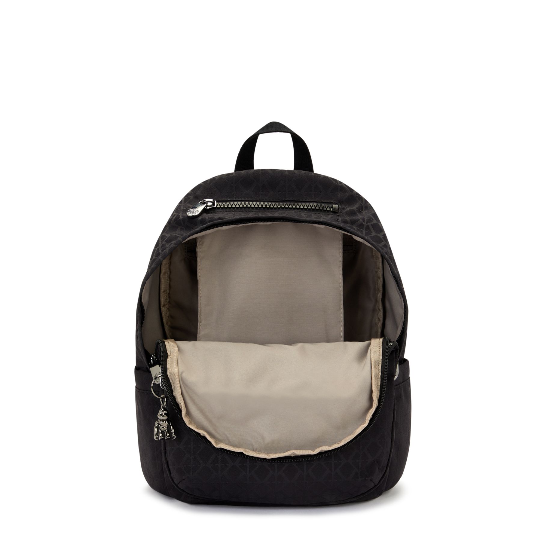 DELIA Sac à Dos Moyen avec Poche Frontale et Poignée Supérieure - Signature Black QVC