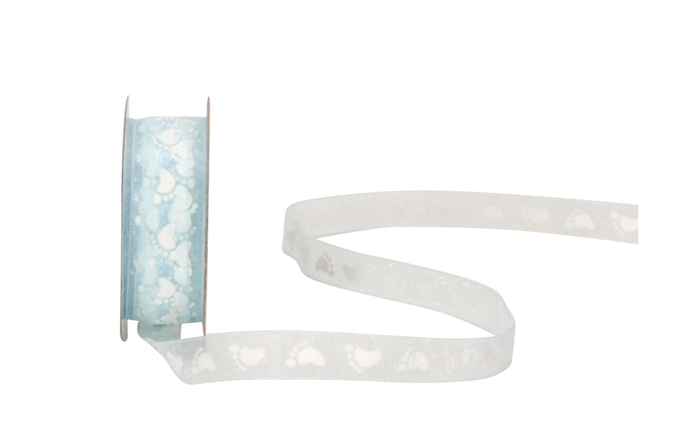 Geschenkband Baby 10 mm x 4 m, BlauStoffband zum Verpacken von Geschenken