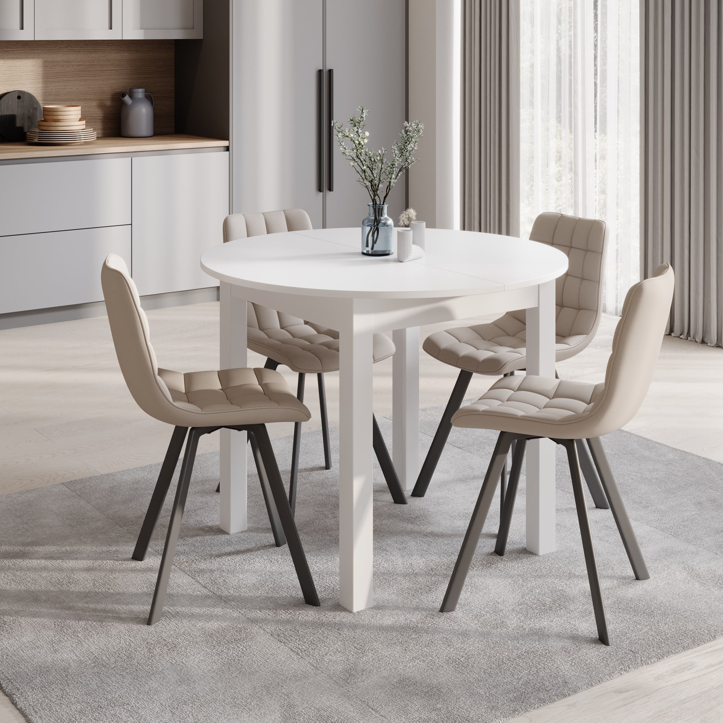 South - Eetkamertafel - Uitschuifbaar - Wit - 100x100x76 cm
