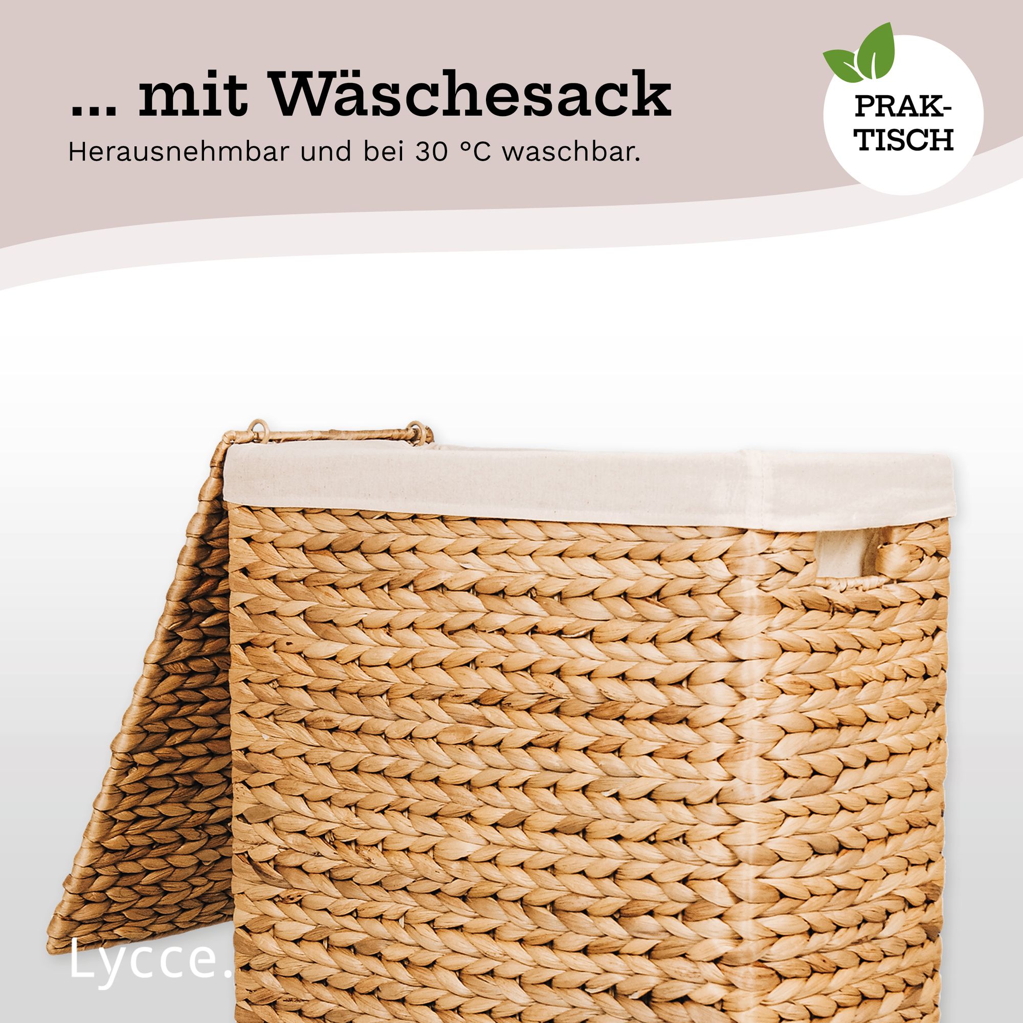 Lycce Nischenwäschekorb aus Wasserhyazinthe geflochten, in drei Größen