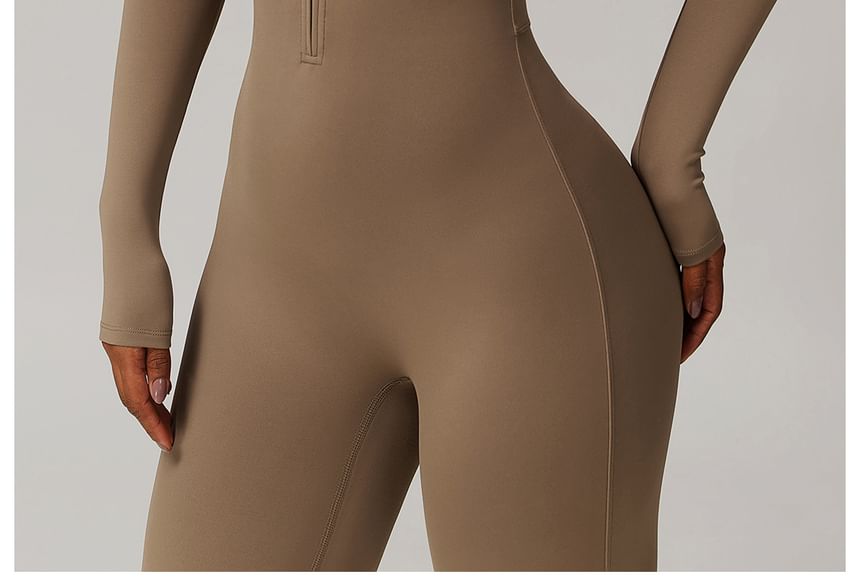 Skinniano - Lange, effen jumpsuit met halve rits