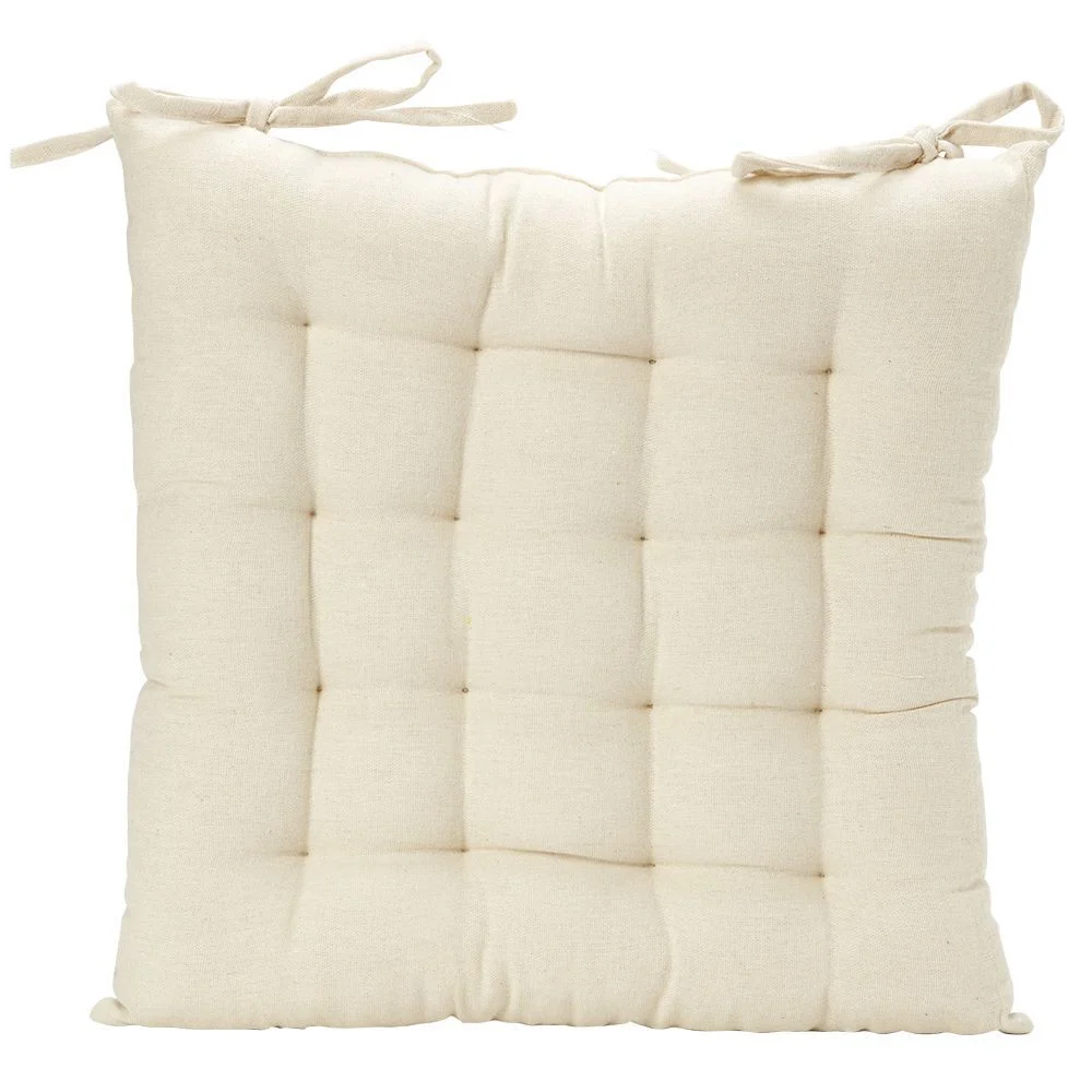 Galette de chaise effet lin rayé gris beige x2