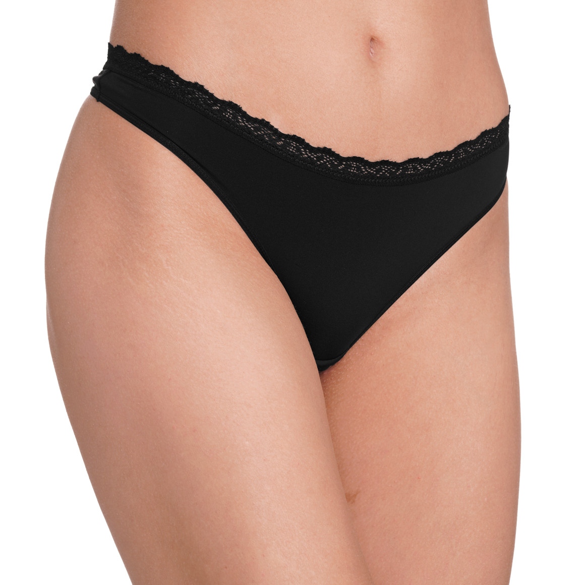 Gina Benotti 3 Damen Strings mit Spitze schwarz