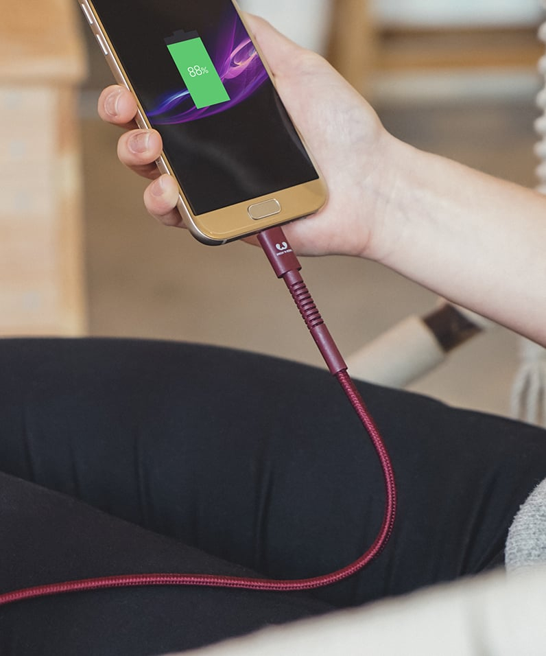 (2m) 3A USB C auf USB C Nylon Ladekabel Fast Charge Datenkabel (2CCC200SP) - Smokey Pink