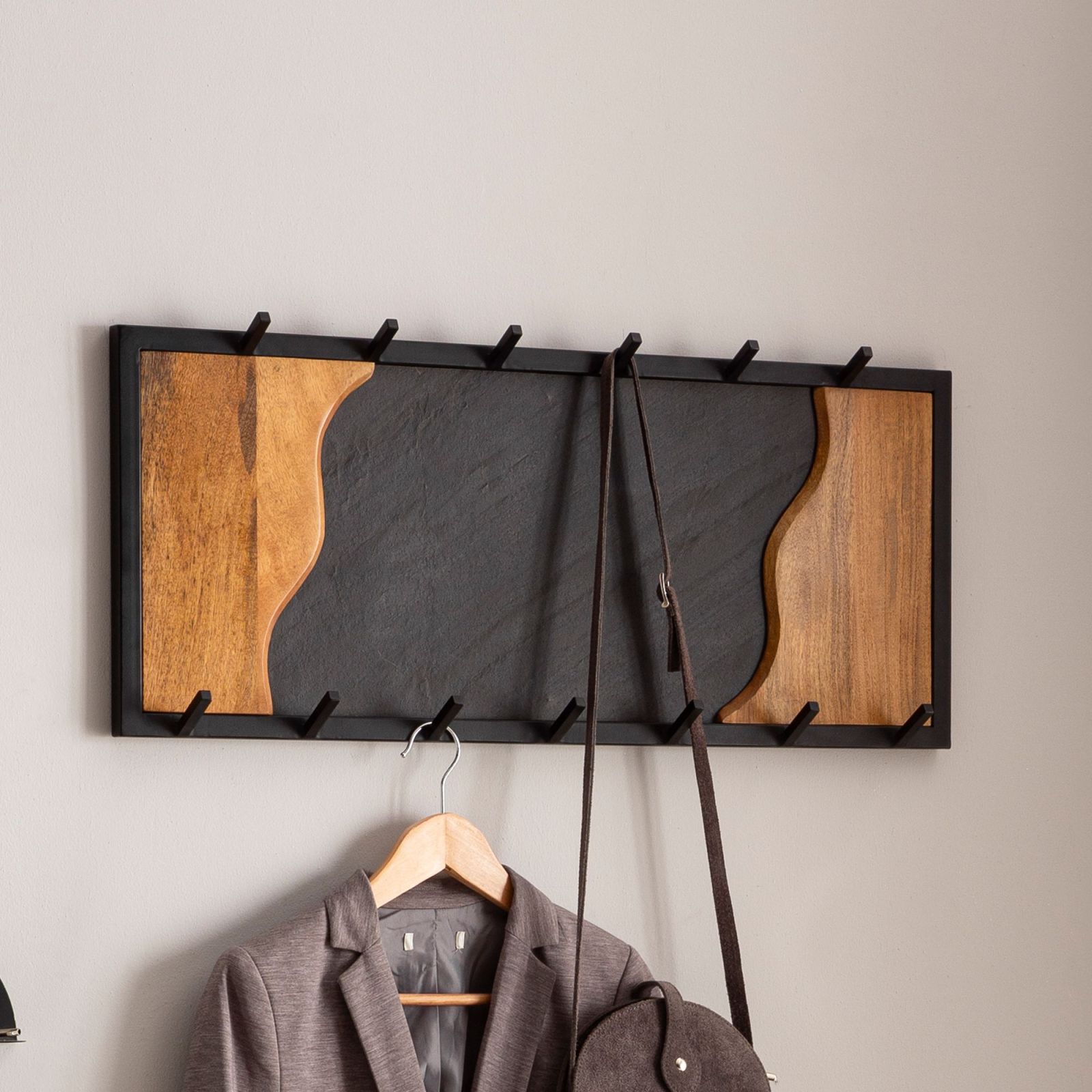 Wandgarderobe - braun - anthrazit - 80 cm