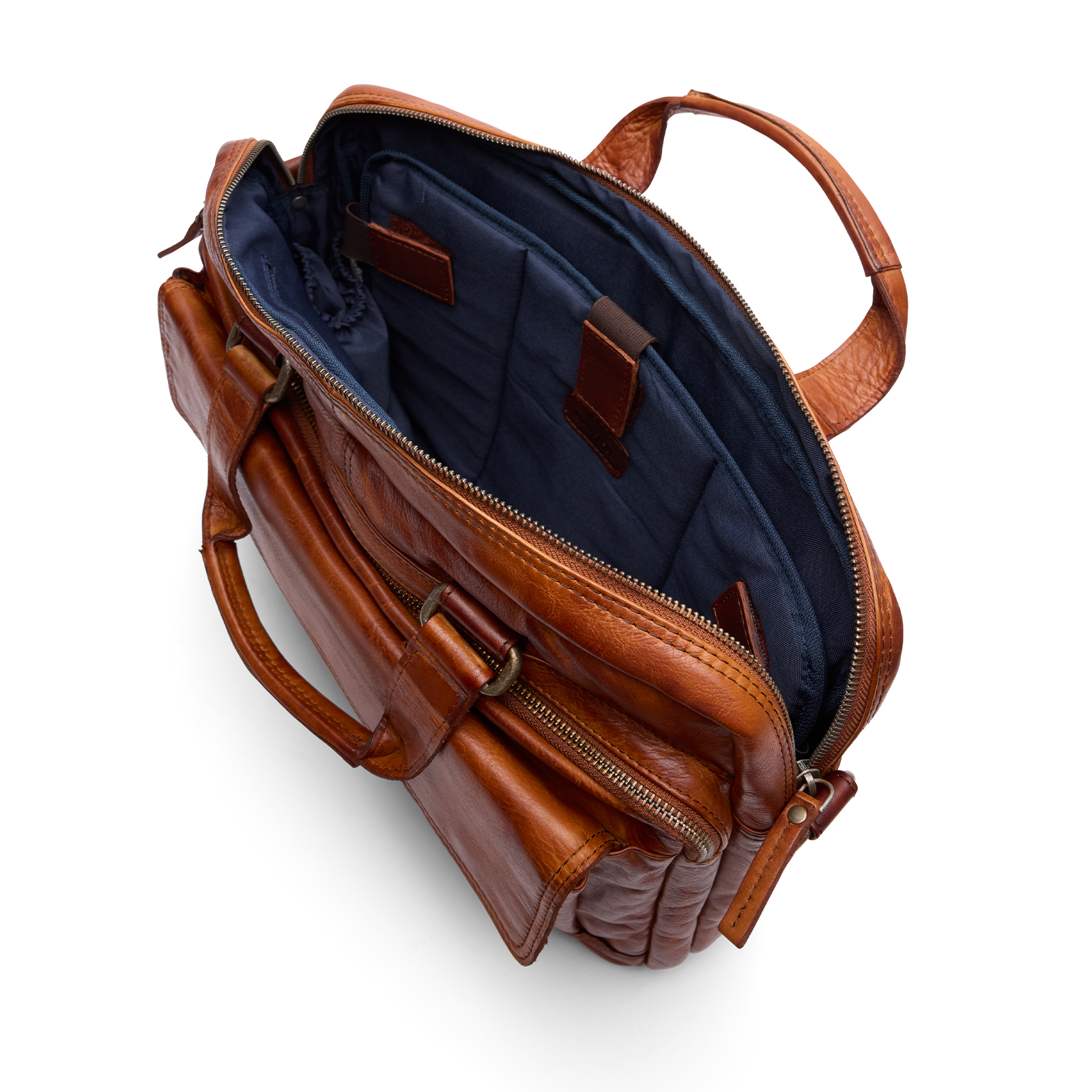 Cognac leren laptoptas 16 inch