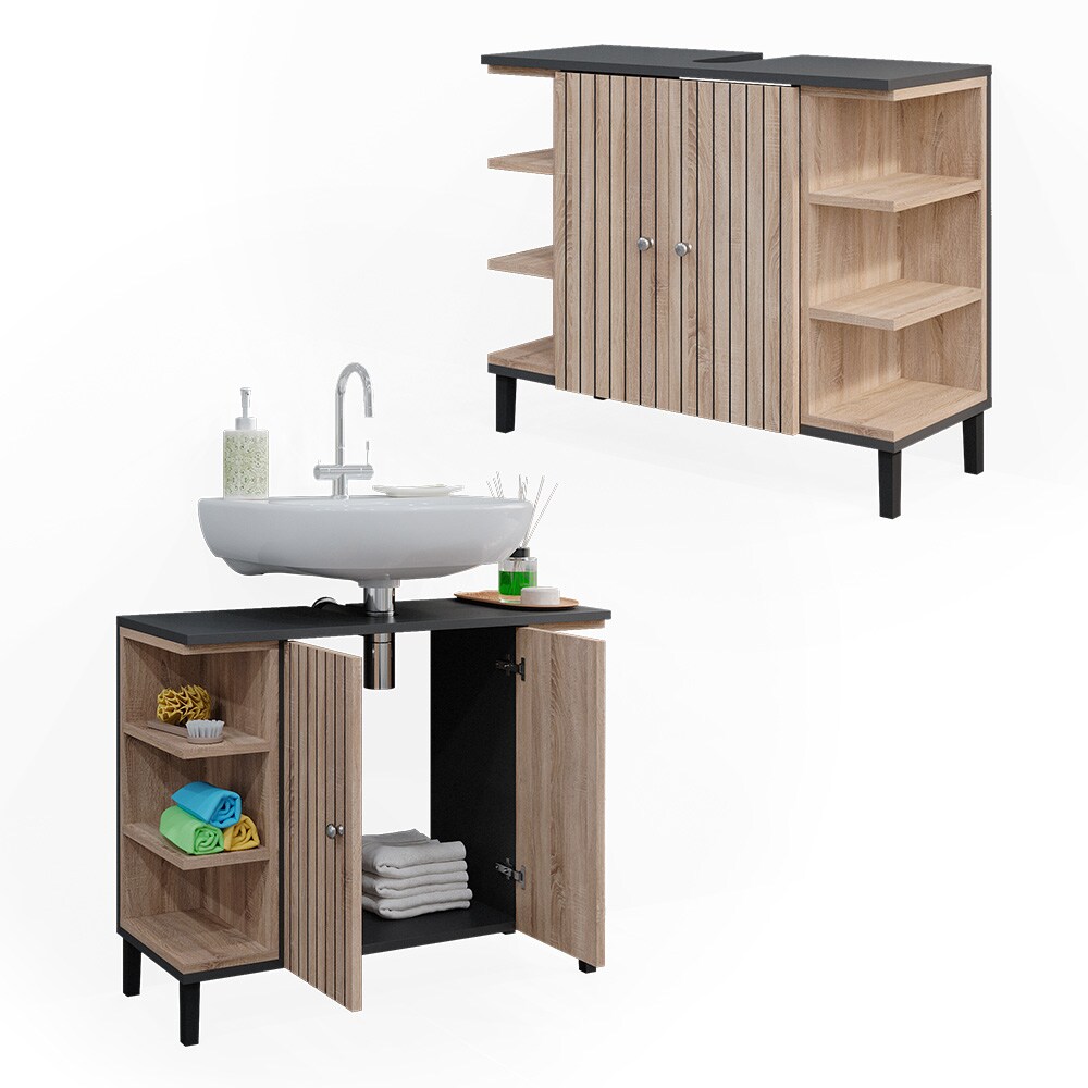 Vicco Waschtischunterschrank Aquis 79,6 x 64 cm, Sonoma Anthrazit, Badezimmer