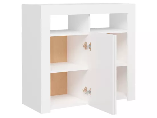 Buffet avec lumières LED Blanc 80x35x75 cm