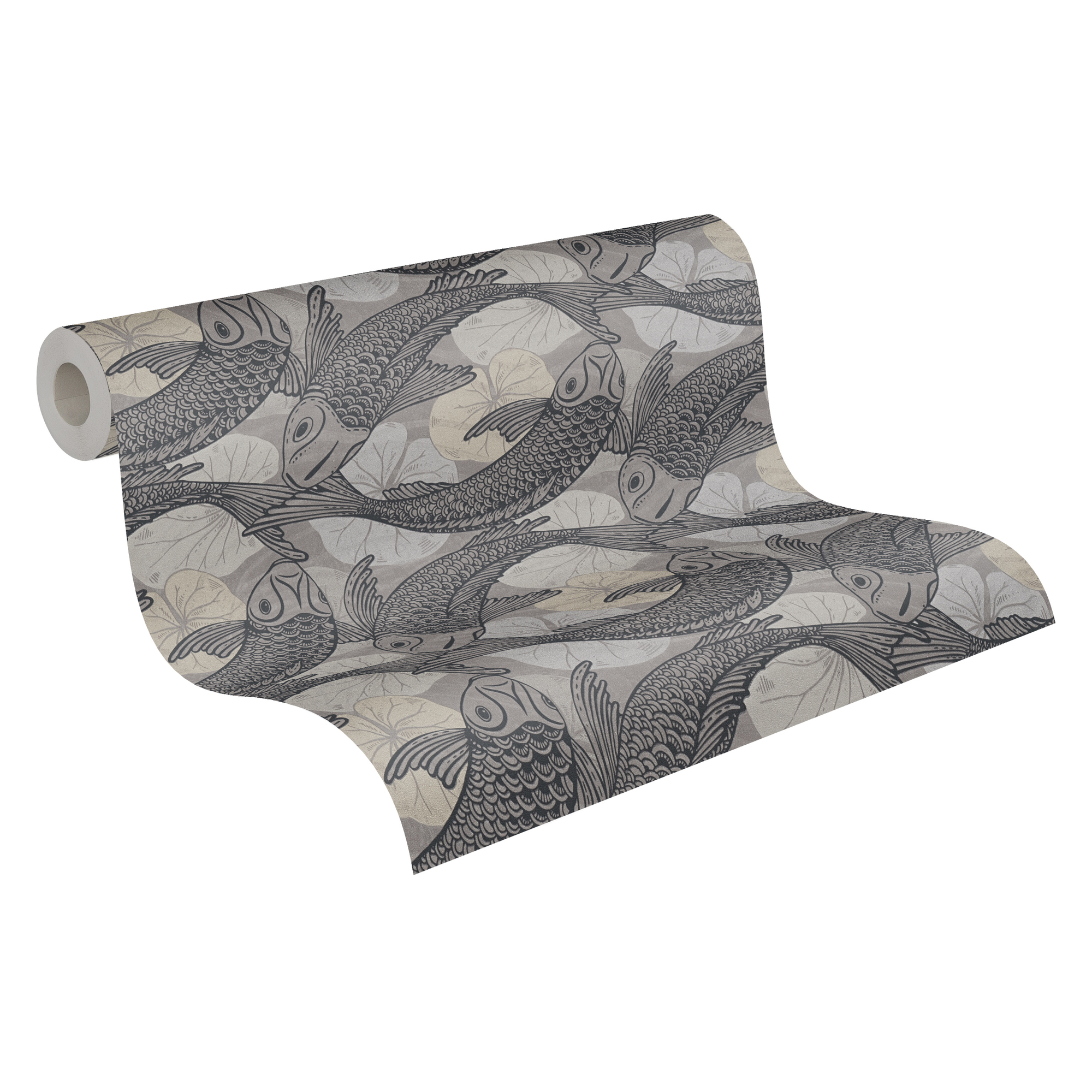 Behang Vissen Vissen behang - grijs, zilver, beige, zwart