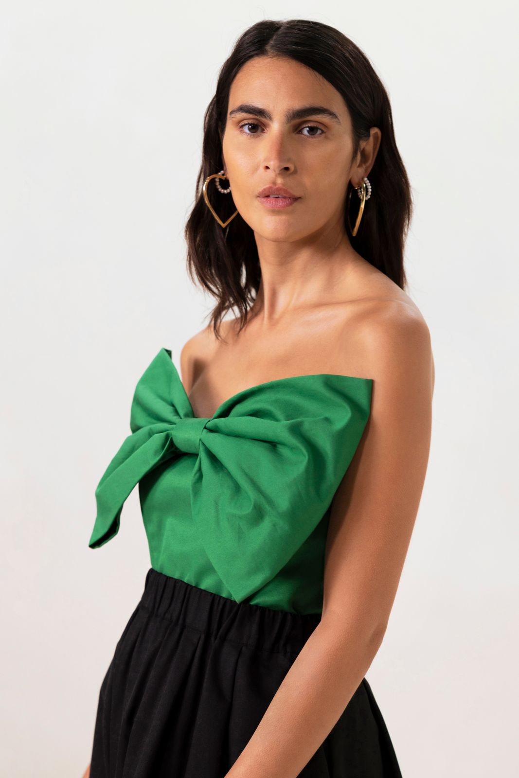 Groene strapless top met strik