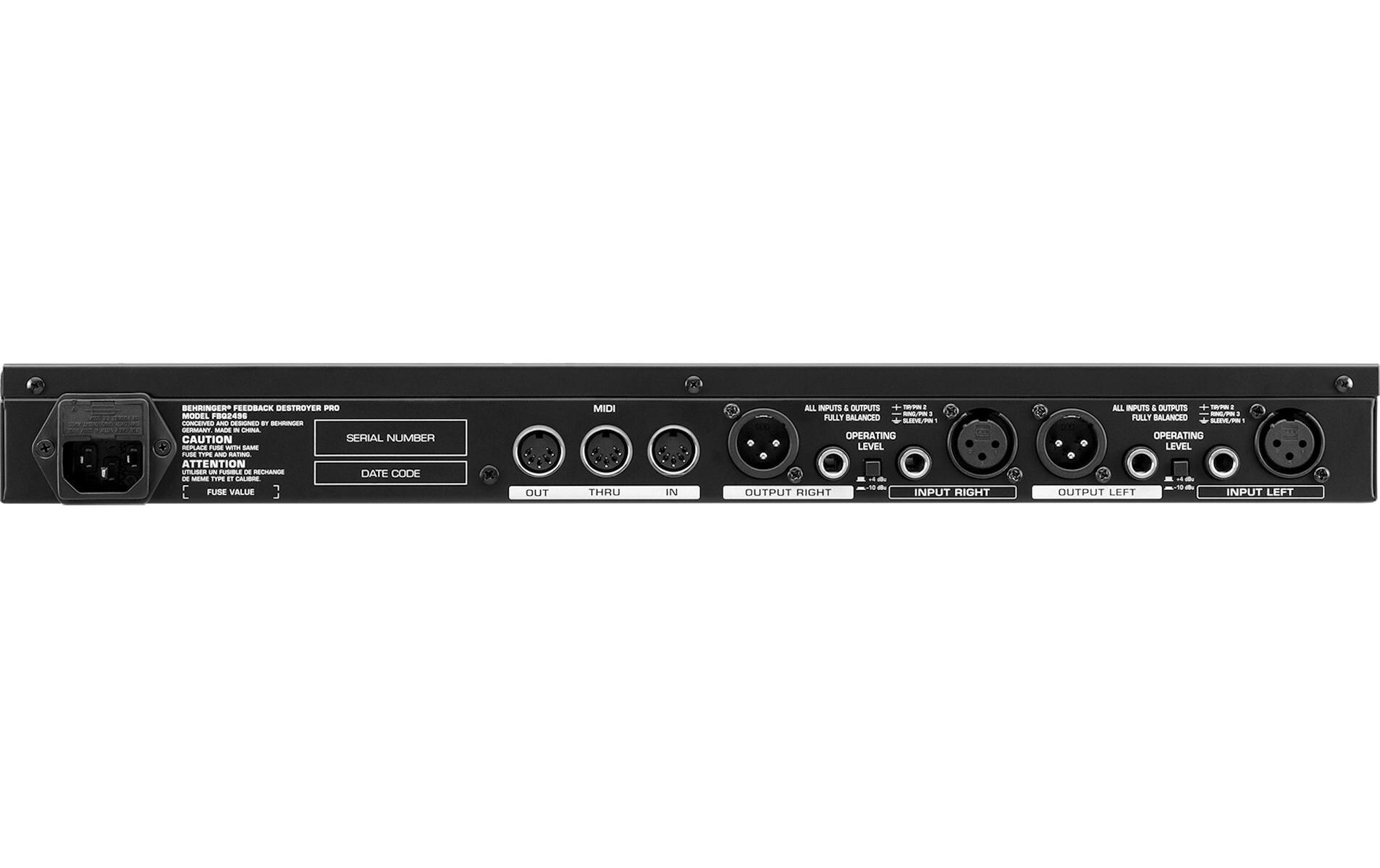Feedback-Unterdrücker FBQ2496<br>2-Kanal 24-bit/96 kHz Feedback Destroyer und parametrischer EQ