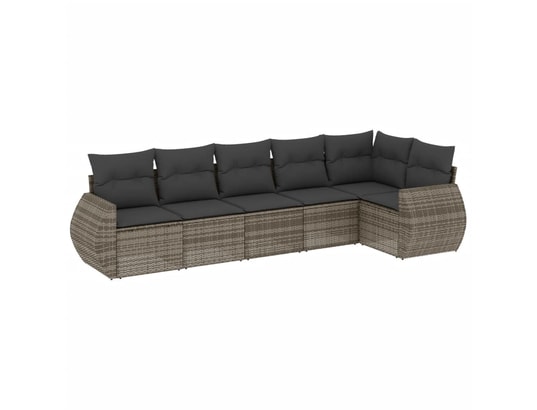 VIDAXL - Salon extérieur Salon de jardin 6 pcs avec coussins gris résine tressée
