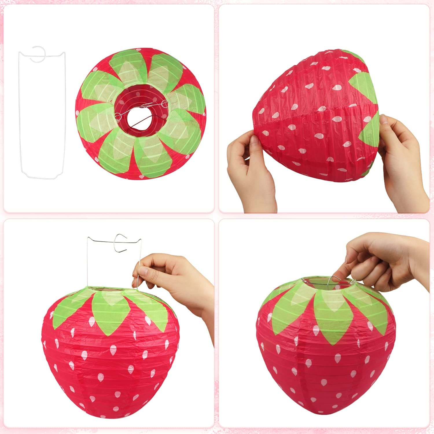 (3er Set) Ø30cm Papier Lampion Party Deko Laterne für Geburtstag / Motto Party - Erdbeere