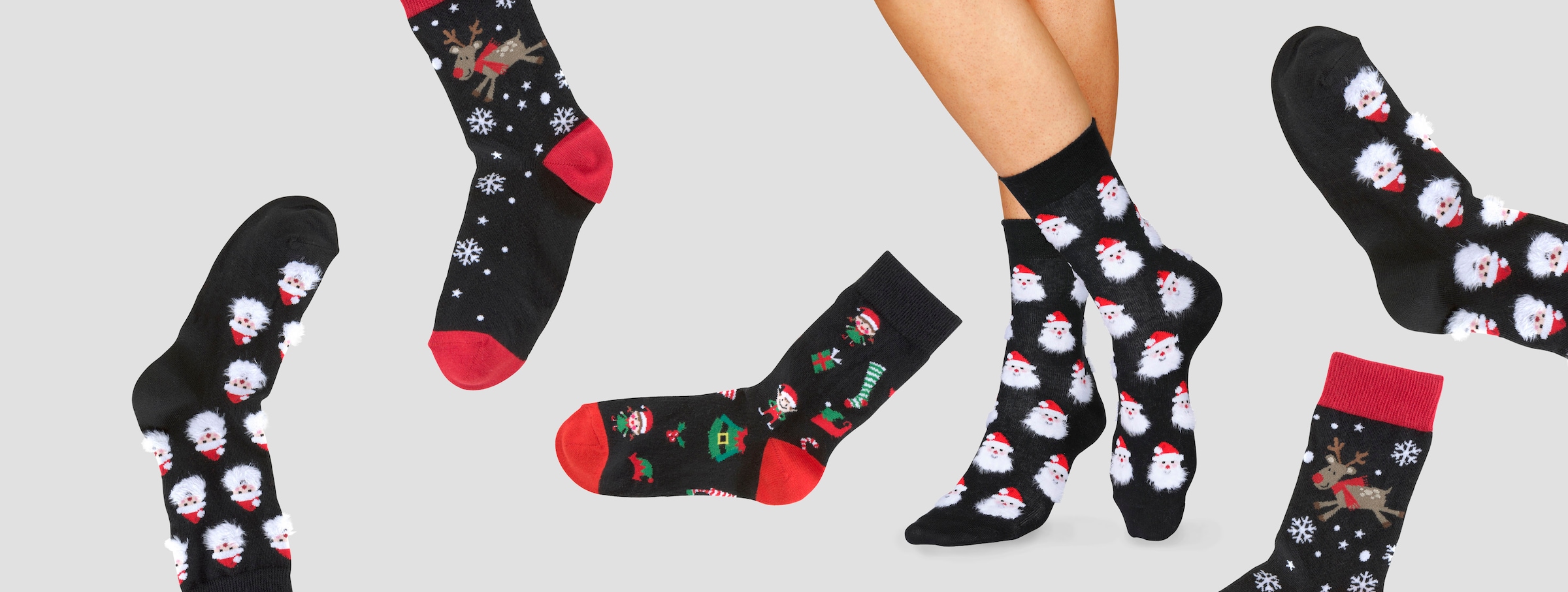 H.I.S Socken Packung, 3 Stk. tlg. mit lustigen Weihnachtsmotiven