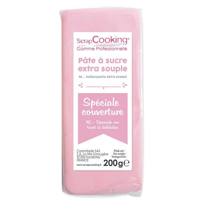 Pâte à sucre de couverture rose 200 g Scrapcooking
