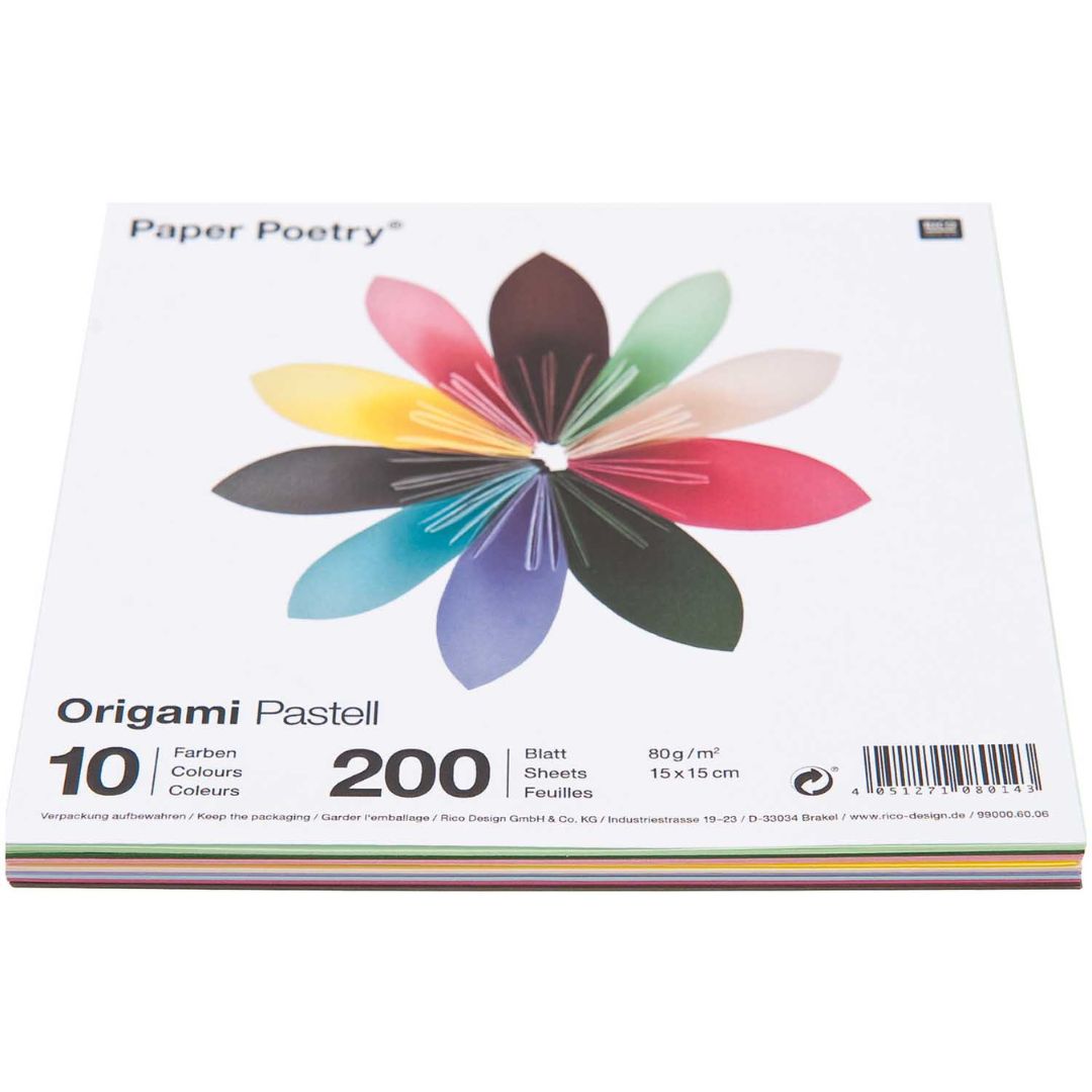 Vouwpapier origami pastel - 15 cm - 200st