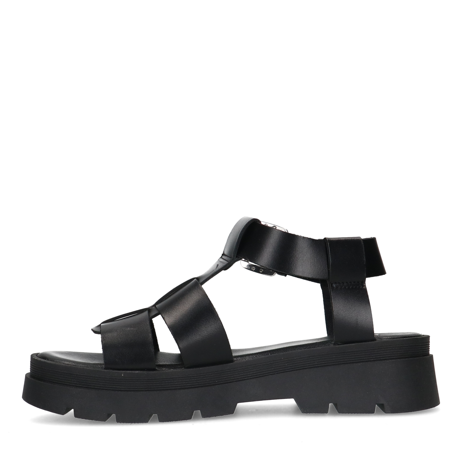 Zwarte leren sandalen
