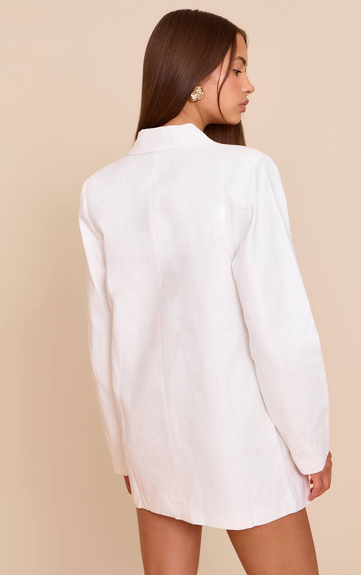 Blanc Robe Blazer En Mélange De Lin