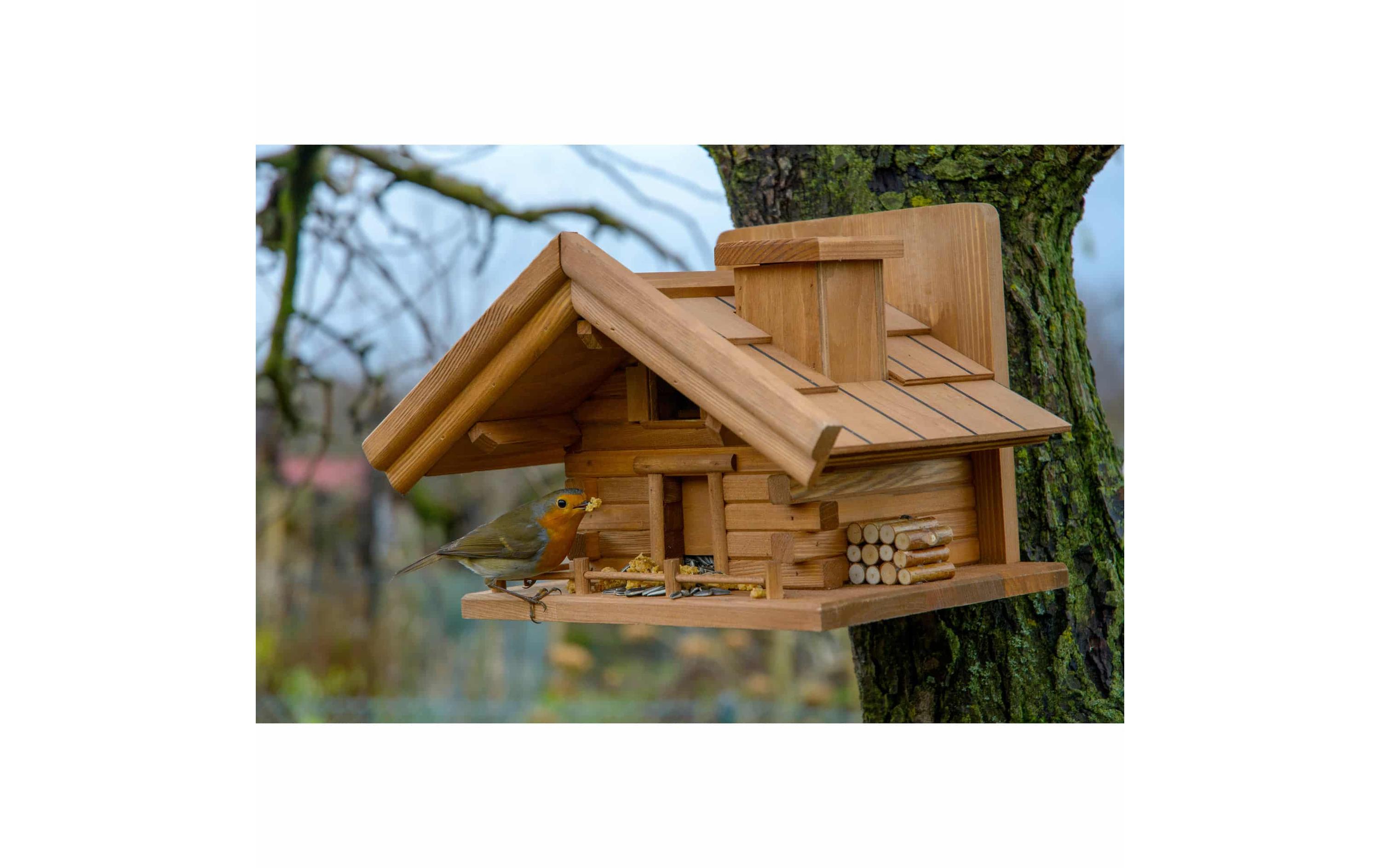 Futterspender St. Moritz, 33 x 24.5 x 21 cm, HolzFutterhaus im Berghütten-Design