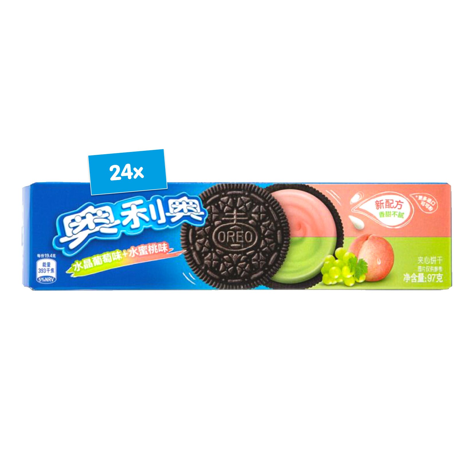 Oreo Crystal Peach & Grape 97 g, 24er Pack