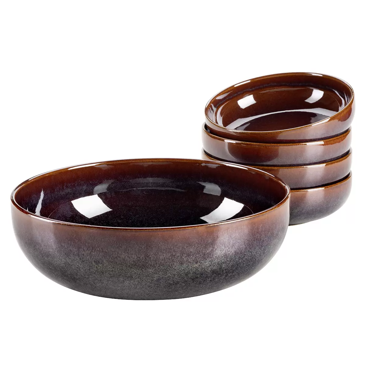 Bowl Set 5tlg. ELINA UNO braun,rot