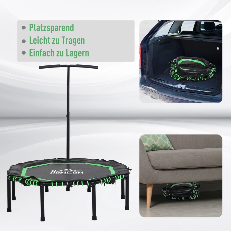 HOMCOM Fitness-Trampolin mit Höhenverstellbarer Haltegriff schwarz, grün