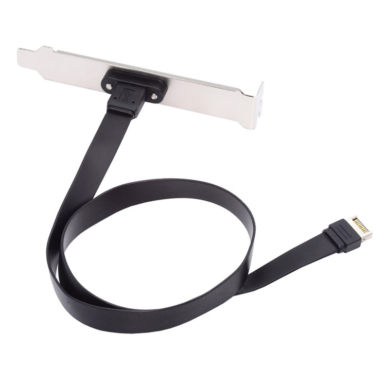 (50cm) 20-pol. USB Typ E auf USB C 3.2 Nachrüstung Verlängerungskabel für Mainboard mit Softblende und Montageschraube (20 Gbit/s)