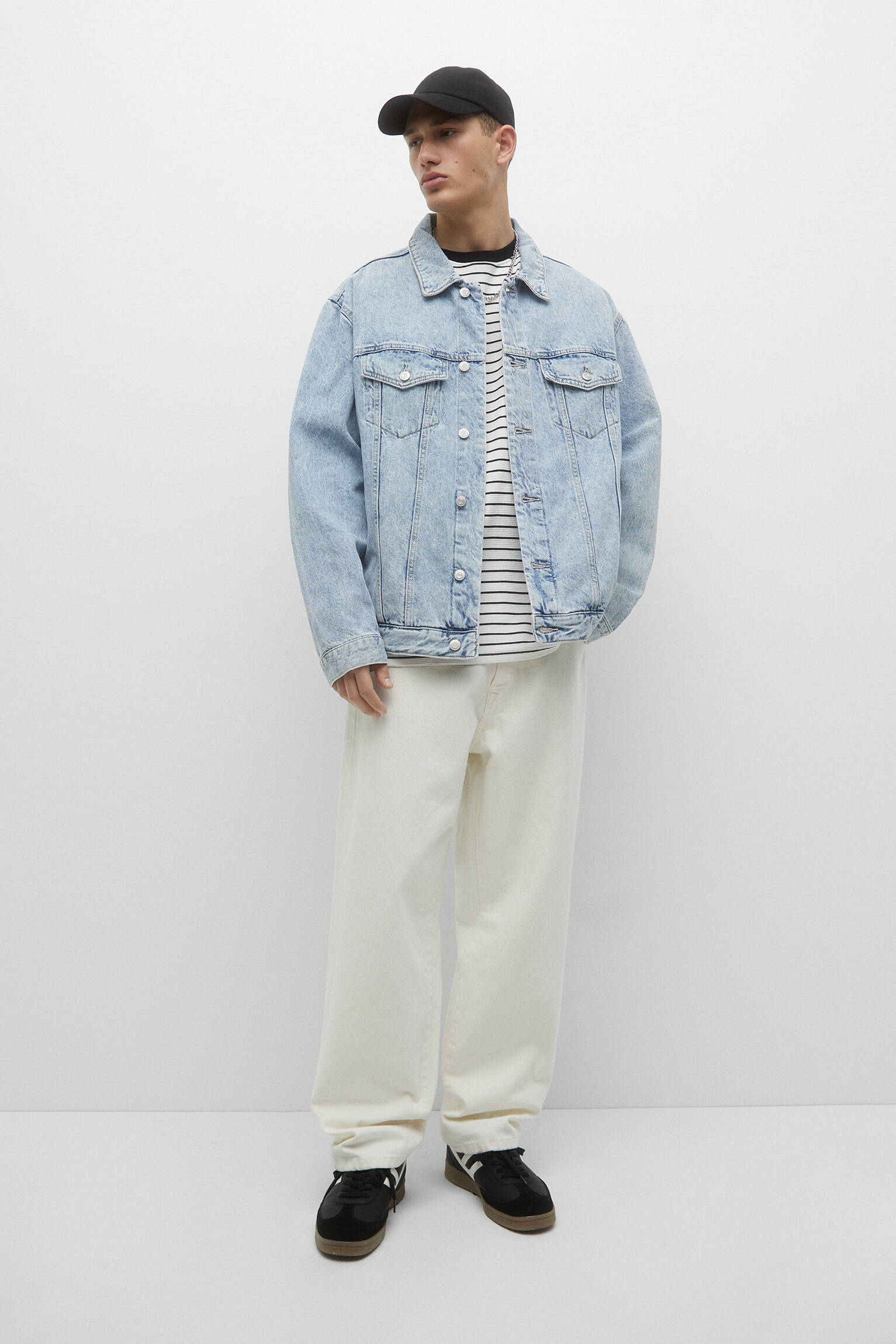 Jaqueta jeans com bolsos - azul médio
