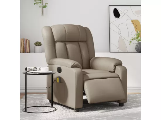 Fauteuil massant inclinable électrique cappuccino similicuir