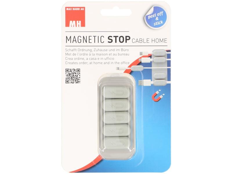 Max Hauri Kabelhalter Magnetic Stop, Grau Schaft Ordnung zu Hause und im Büro