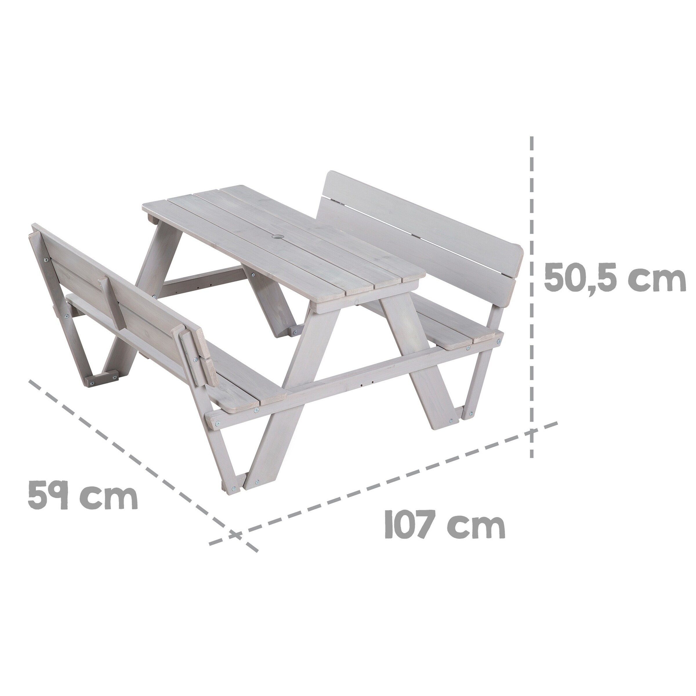 roba Kindersitzgruppe 'PICKNICK for 4' Outdoor +, mit Lehne, mit Schirm Set Outdoor +