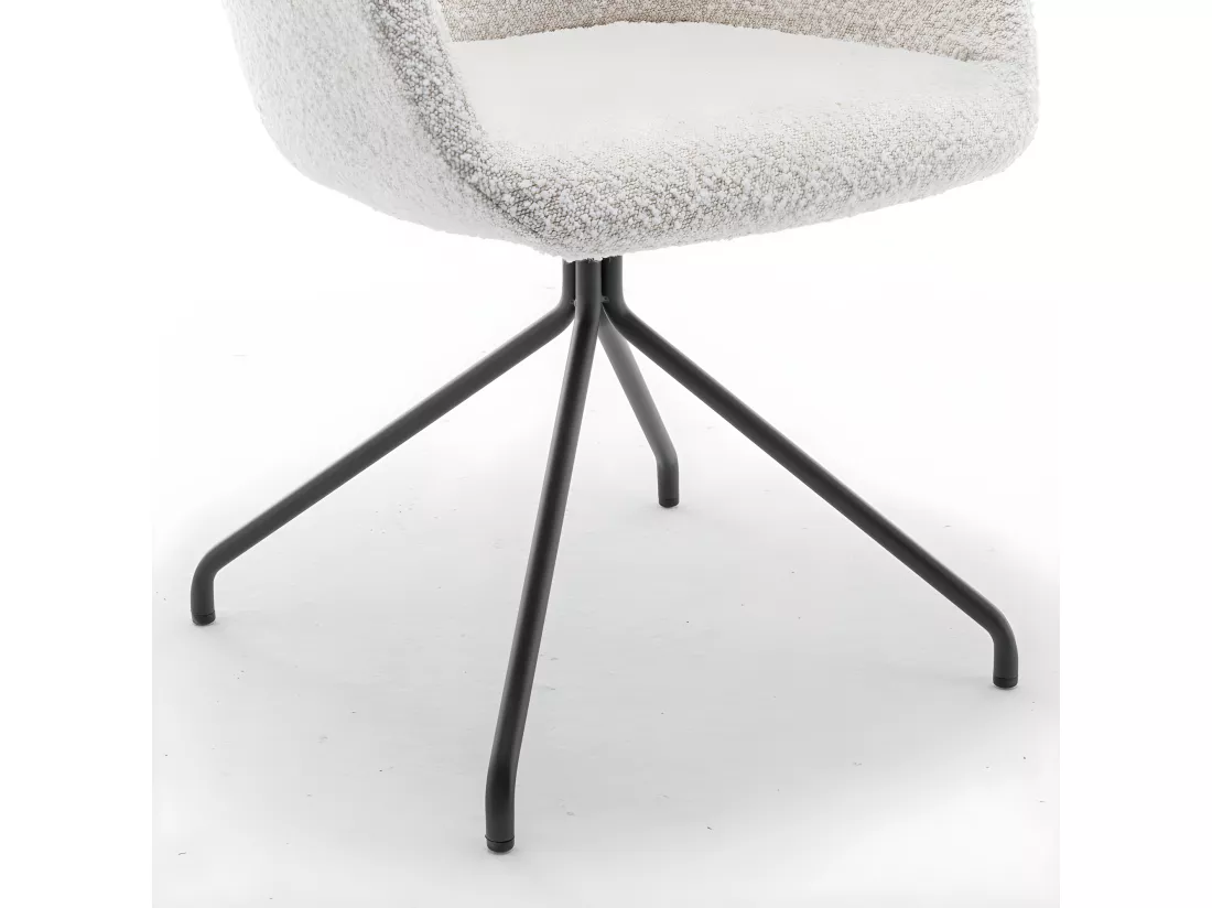 Kooij - Chaise de bureau en tissu bouclette et métal - Écru