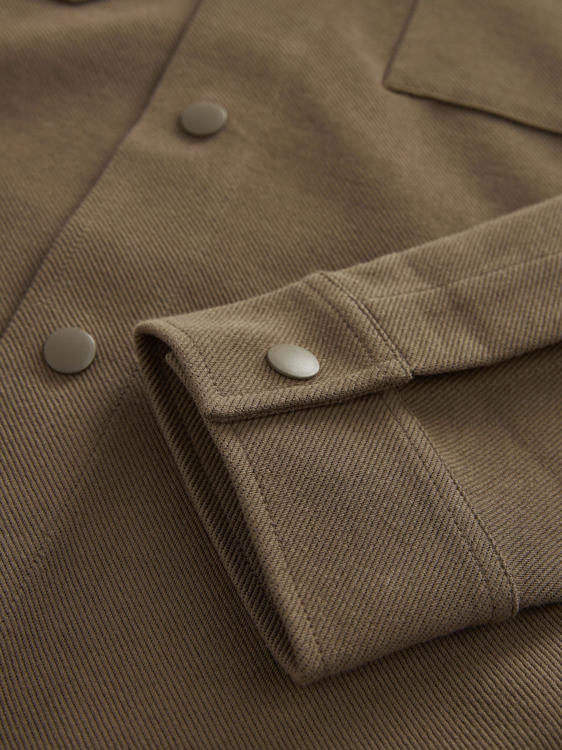 Bruin - Jersey keperstof Overshirt met drukknopen