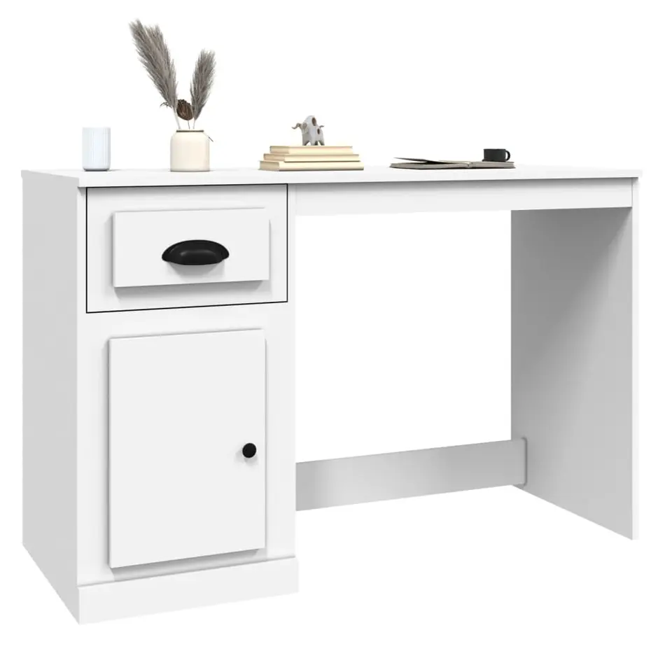 vidaXL - Bureau - Wit - Bewerkt hout