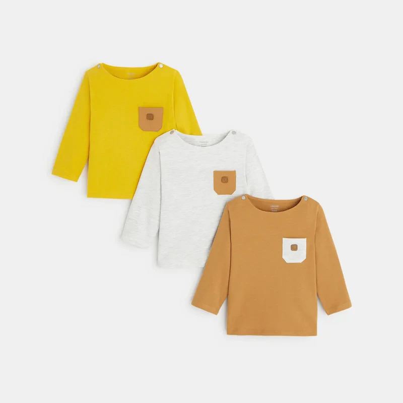T-shirt maille uni (lot de 3) jaune bébé garçon Jaune