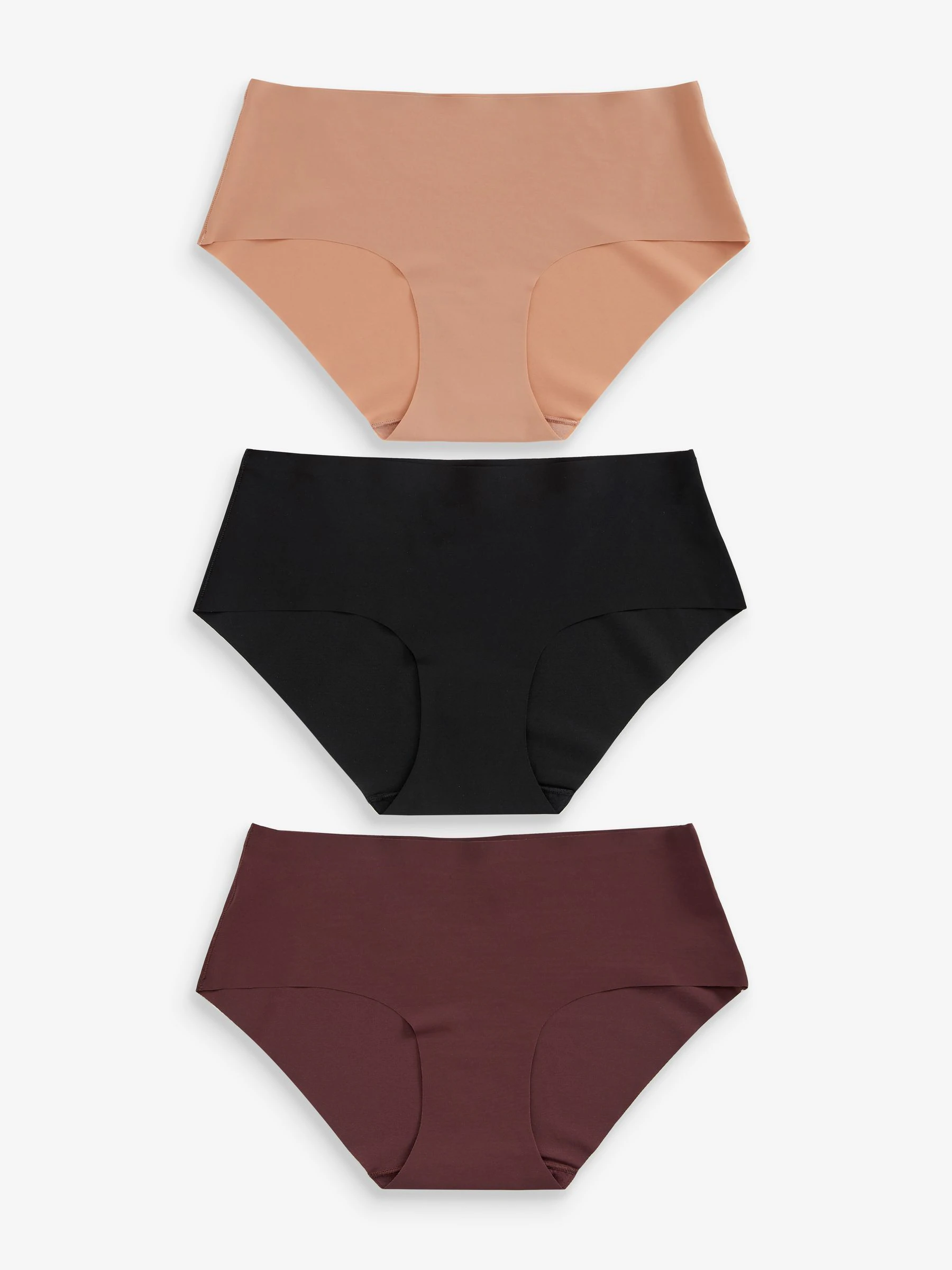 Zwart/Praline Huidskleur/Chocolade Huidskleur - Geen zichtbare onderbroeklijn comfortabele slips verpakking van 3