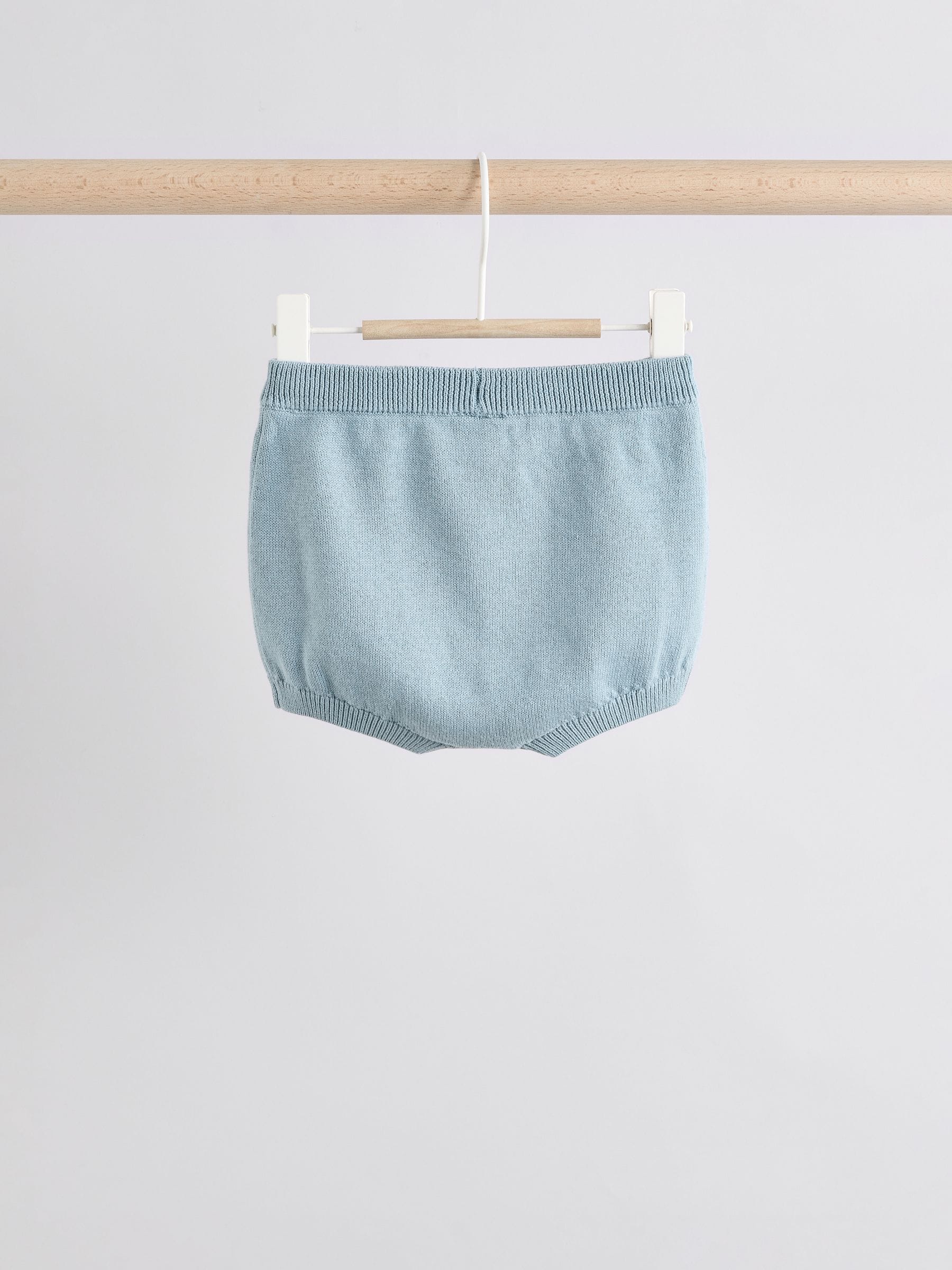 Blauw - Gebreide top- en shortset (0 mnd-2 jr)