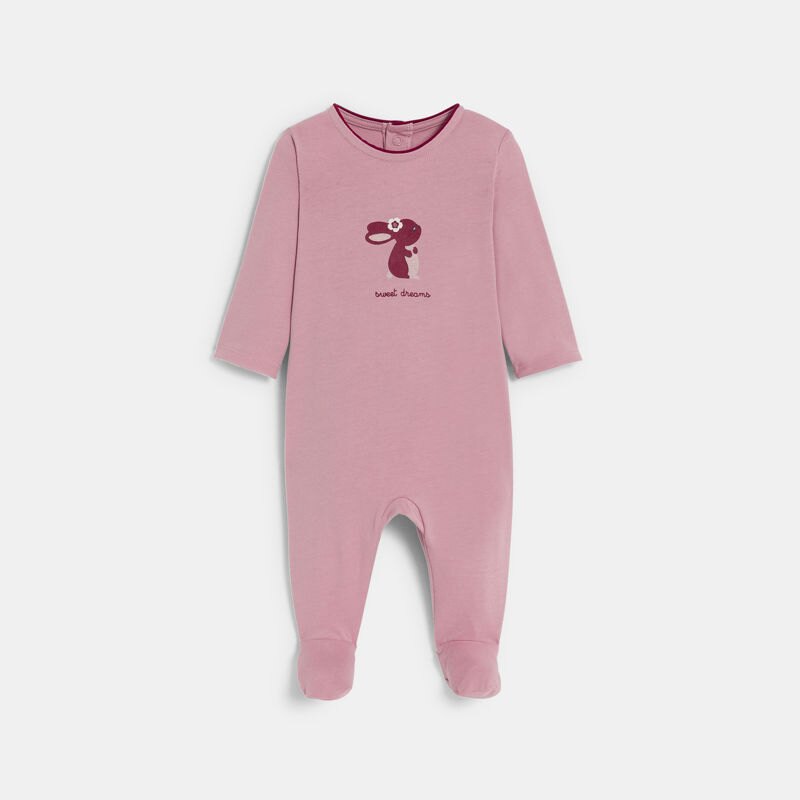 Dors-bien jersey lapin rose bébé fille Mauve Violet