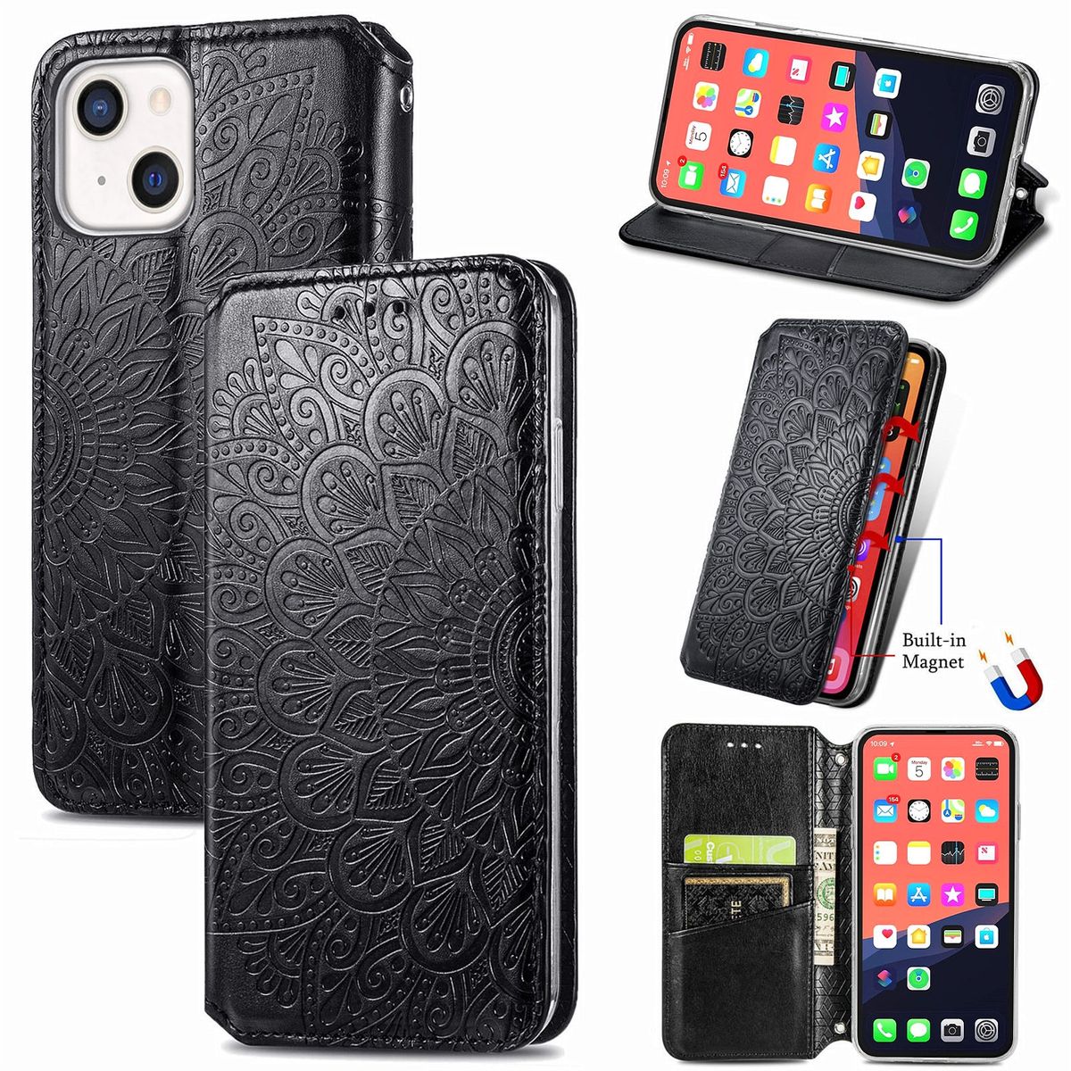 Hülle Handy Schutz für Apple iPhone 13 mini Case Cover Tasche Etuis Schwarz Neu