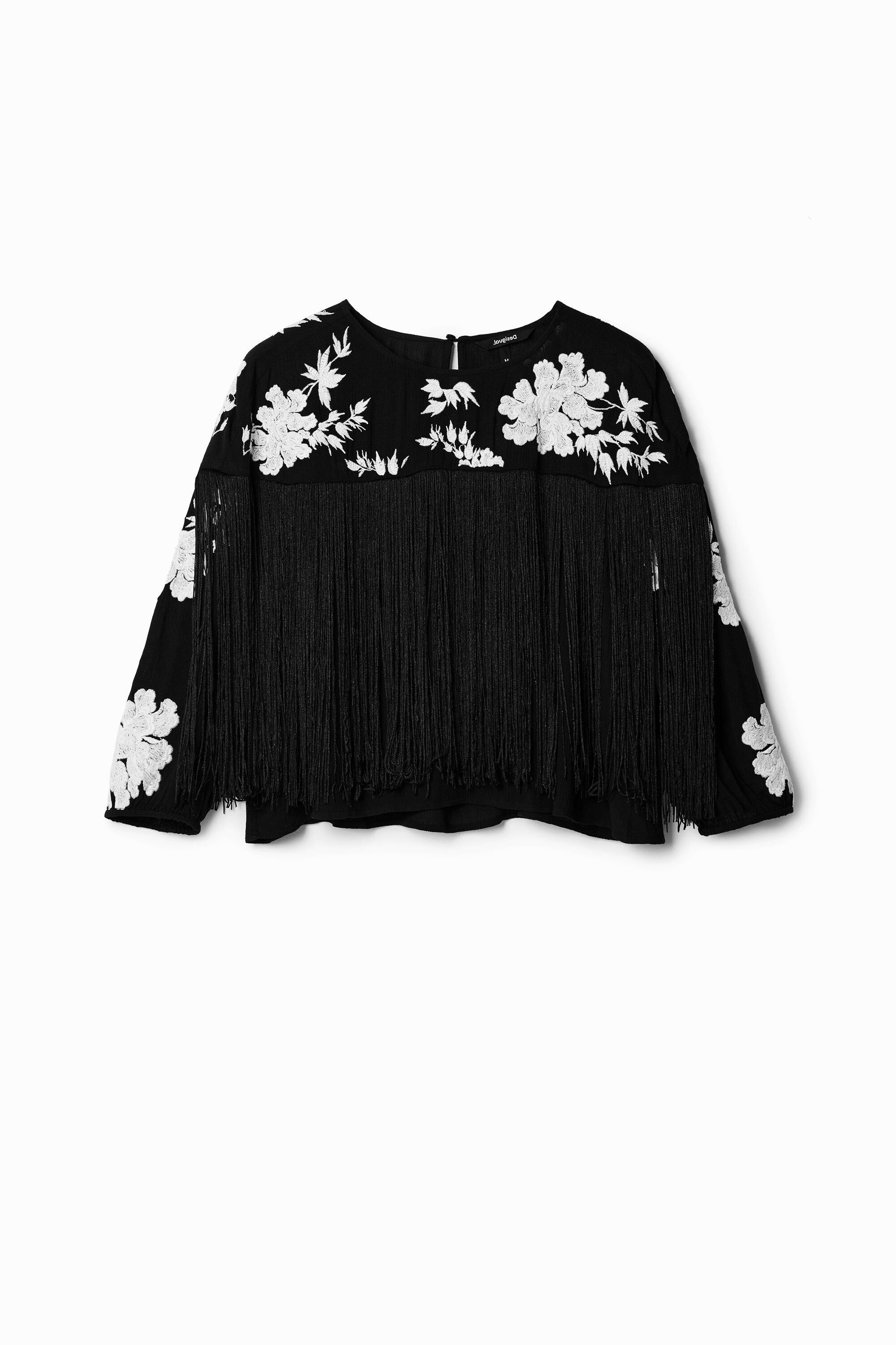 Blouse brodée franges
