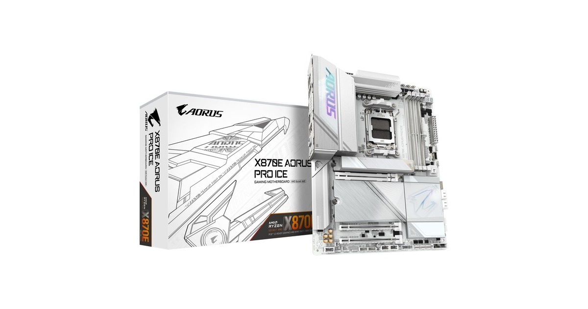 GIGABYTEX870E AORUS PRO ICE socket AM5 moederbord  (Zilver/wit, RAID, 2.5 Gb-LAN, WLAN, BT, Sound, ATX)