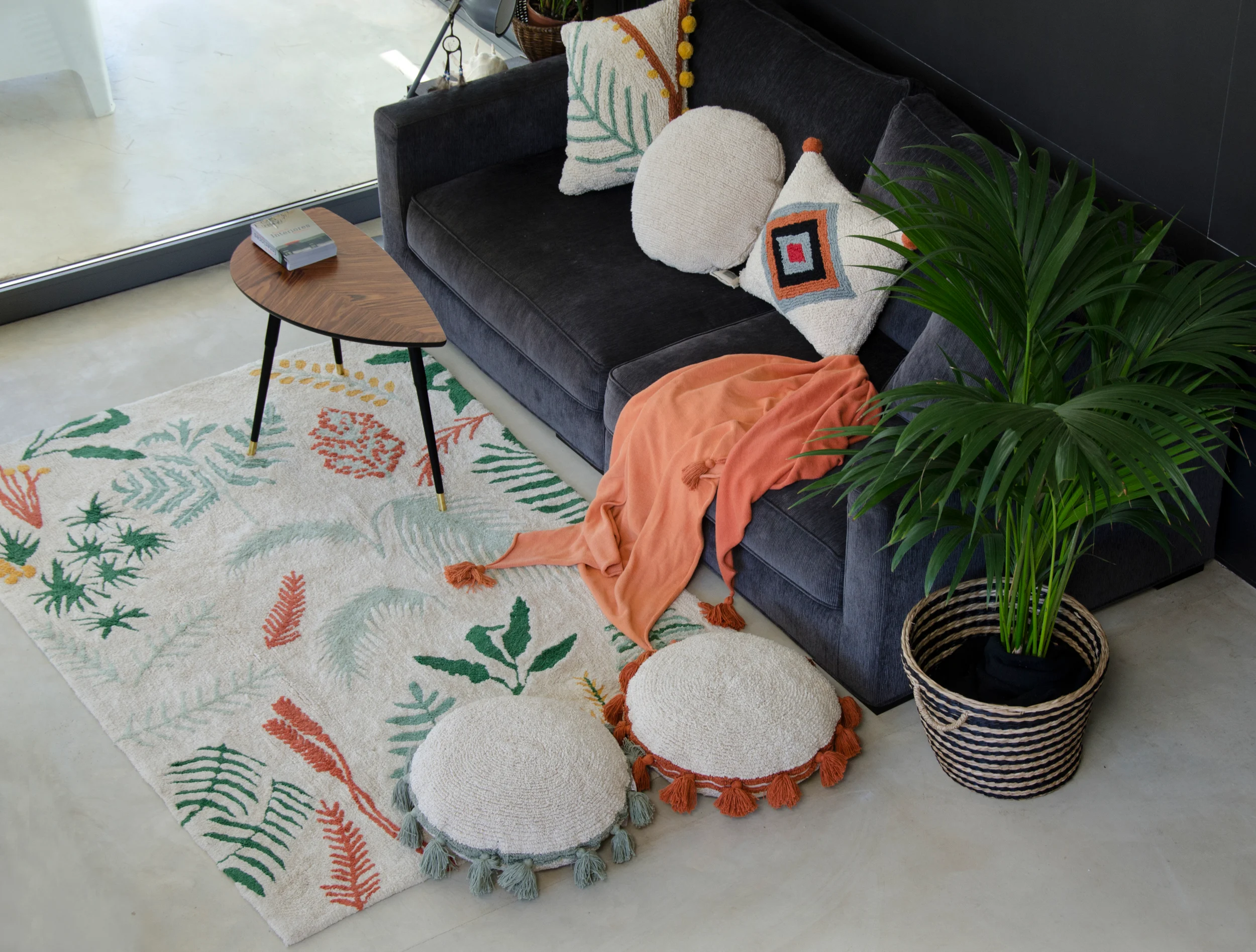 CERCLE - Coussin rond en coton | Vert